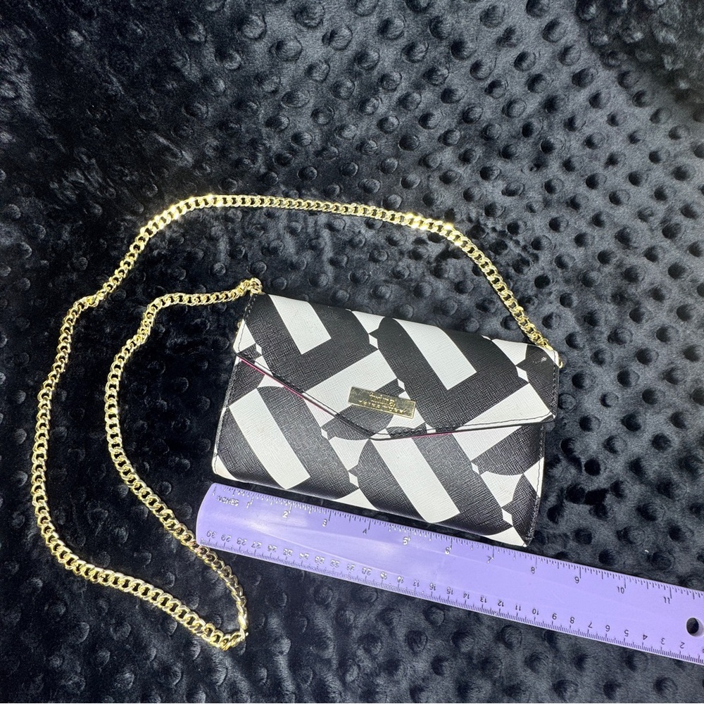 Trina Turk Black and White Geometric Clutch